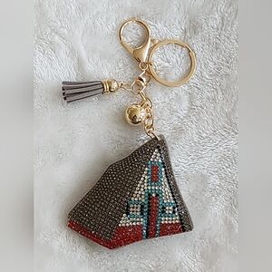 Camping Tent Rhinestone Keychain Bag Charm